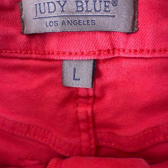 Judy Blue Full Size Large Garmet Dyed Red Women's Shorts - Picture 2 of 9